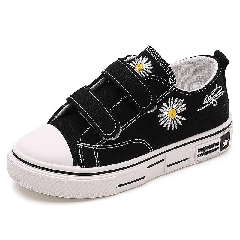Children's Shoes2026Children's bear canvas shoes, fashionable student white shoes, boys' and girls' Velcro sneakers