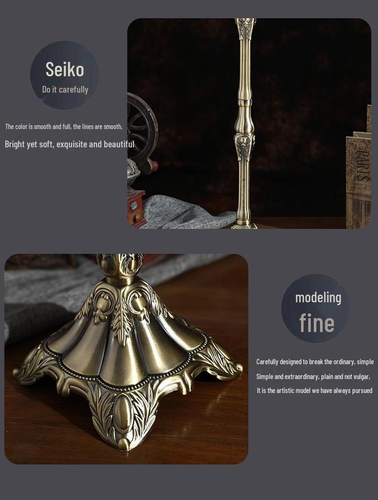 Bronze Retro Metal Candlestick with Three and Five Heads for Hotel, Wedding, or Restaurant Candlelight Dinners.