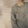 Johnature Camicie da donna con stampa floreale vintage Top Camicie a nove maniche in ramie primaverili Camicie da donna con bottoni