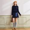 Xiangying Women's Wool Blend Ruffle Trim Knitted Cardigan