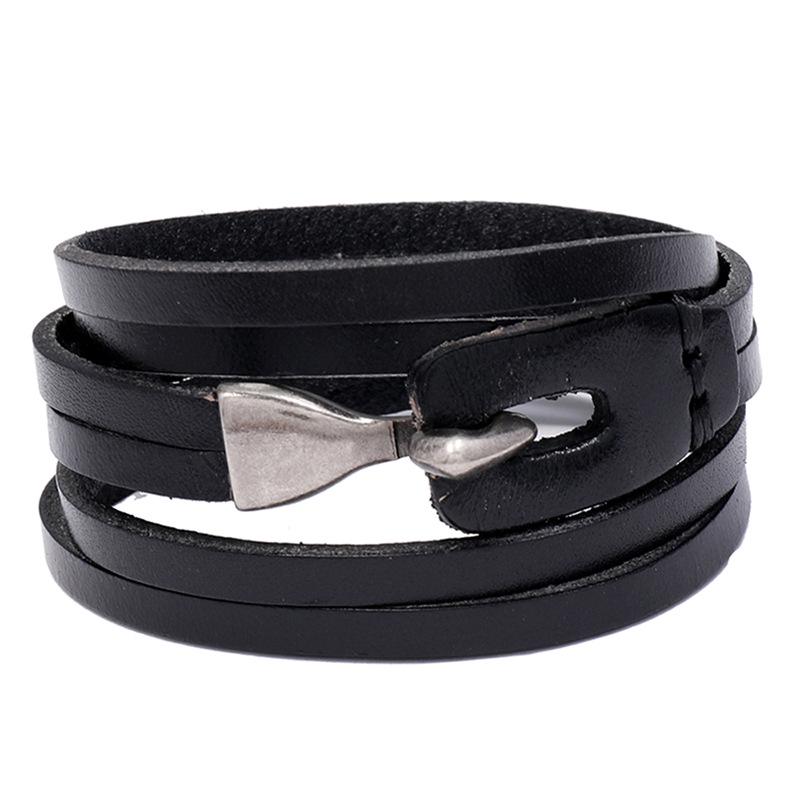 Trendy European & American Multi-layer Cowhide Bracelet - Simple & Retro Student Accessory