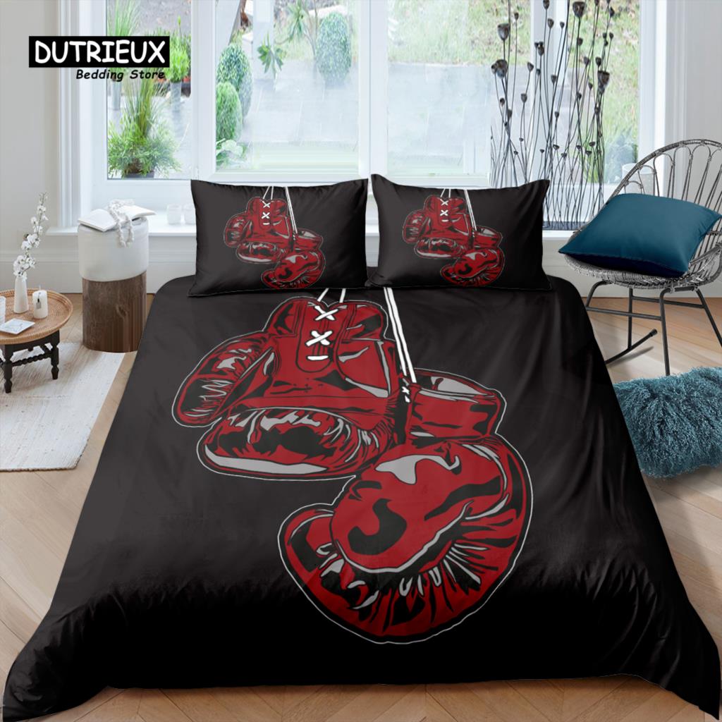 Home Living Luxury 3D Boxing Gloves Bedding Set Duvet Cover Pillowcase Kids Bedding Set Queen and King EU/US/AU/UK Size