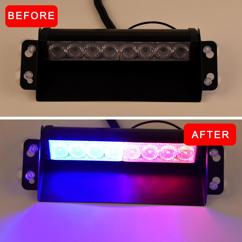 Car LED Strobe Light Police Lights Signal Lamps Red/Blue Flash Dash Emergency Flashing Windshield Warning Light 12V 8 LED