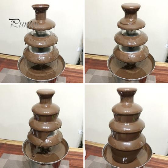 4-stufige elektrische Schokoladenfondue-Brunnenmaschine Leicht zu reinigen Wiederverwendbar Schmilzt Käse Süßigkeiten Schokoladenbrunnenmaschine