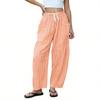 Women’s Loose Fit Plaid Drawstring Waist Wide Leg Pants with Large Side Pockets Casual Lightweight Trousers