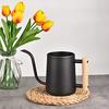 IMEEA Watering Can, 1000ml, Stainless Steel with Wooden Handle, Stylish Gardening Tool, Black