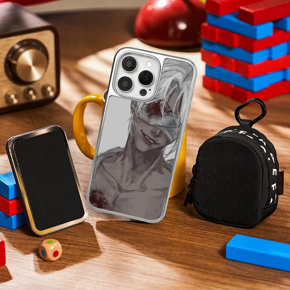 Mr Sil-vair Super Cool Man Design Phone Case for iPhone 16 15 14 13 12 11 Pro Max Sheepskin Silver-edged Protective Case