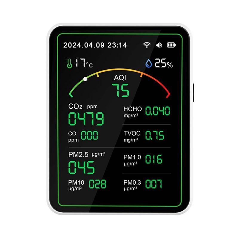 Feb.Tuya Wifi 15 In 1 Air Quality Detector TFT Display Multifunctional Time Temperature And Humidity Test Meter