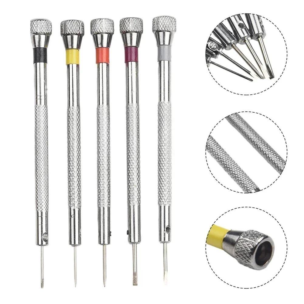 5pc Precision Screwdriver Slotted 0.8/1.0/1.2/1.4/1.6 Mm Steel For Watchmaker Jewelry Repairer Electronics Hand Tool Repair Tool