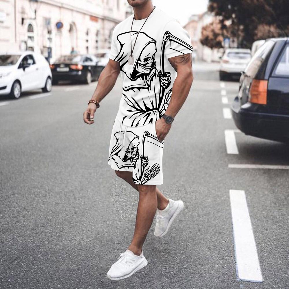 2025 New Men's Summer Short Sleeved Shorts Sports Suit Fitness Jogging Basketball Sportswear Casual Fashion Cycling Suit