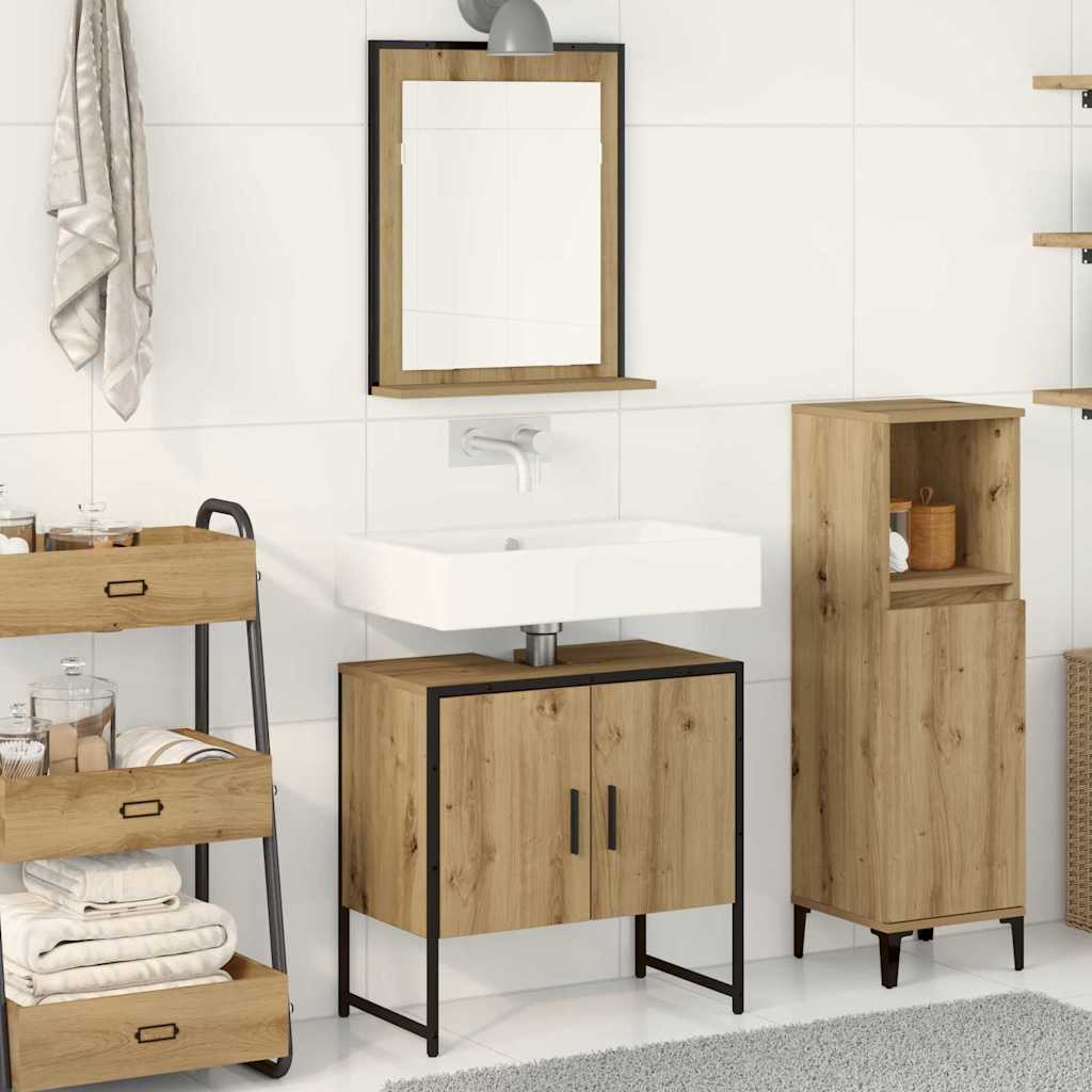 Wall Mounted Bathroom Furniture Set 2 Pcs Brown Particleboard