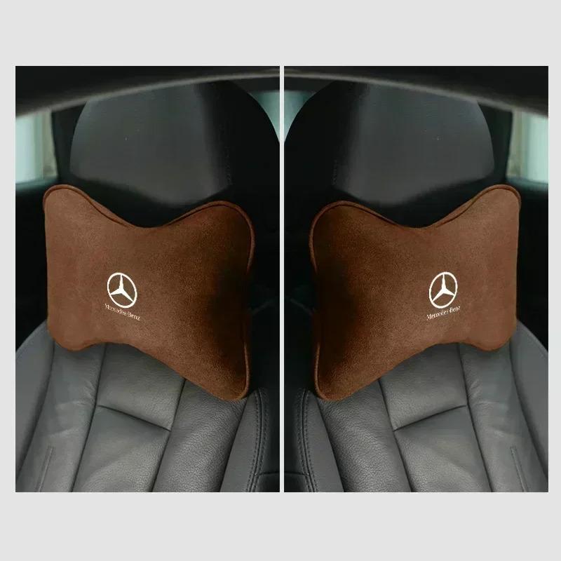 Suede Car Seat Neck Pillow Headrest Head Rest Relax Protector For Mercedes Benz AMG W203 W206 W220 W205 W211 W212 W201 W210 W108 JKLMP1
