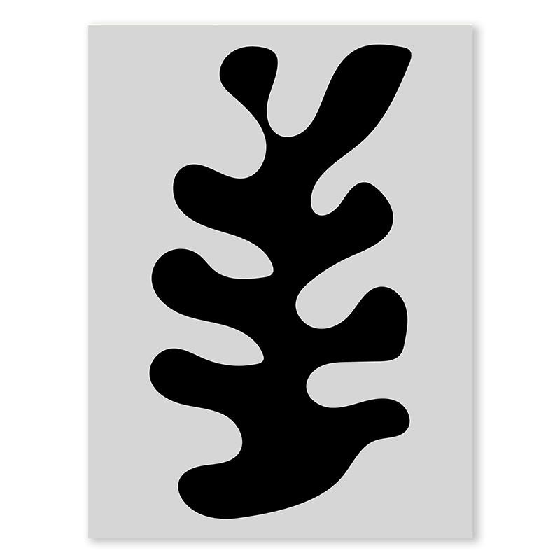 Portrettkunst Linjekunst Veggkunst Abstrakt Fargeblokk Bladplakat Svart og Hvitt Nordisk Lerretsmaleri For Stuedekorasjon