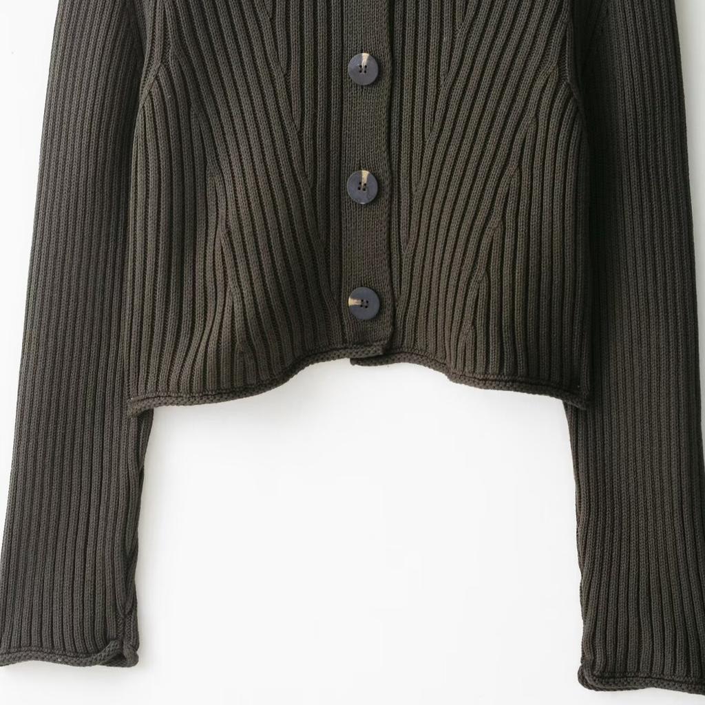 European and American Style, New Women's Clothing, Foreign Style, Fashionable Ribbed Button-knitted Jacket 6771127