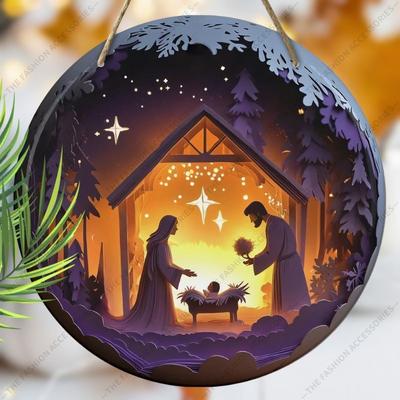 Holy Night Nativity Scene Pendant, Decoration of Home Walls or Doors, 2d Flat Wooden, Christmas Decoration, Gifts for Friends and Family