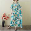 Women's Vintage Long Dress with Cotton and Linen Patterns