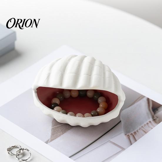 Smooth Glazed Ceramic Ocean Theme Jewelry Tray for Vanity Rings Earrings Necklaces, Decorative Exquisite Gift Women Shell/Conch Trinket Dish, Creative