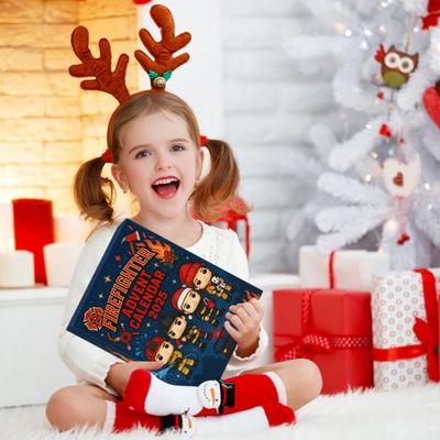 İtfaiyeci Takvim Noel Geri Sayım Takvimi 2D Akrilik İtfaiyeci Noel Ağacı Süsü Asılı Süsler Şenlikli Hediye