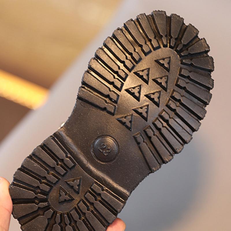 Bottes courtes chaudes en coton épais et velours pour enfants, automne et hiver, style britannique, pour garçons et filles