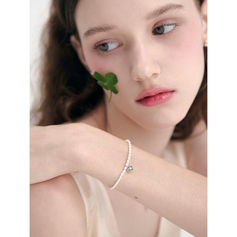 [Rosemont] Silver Clover Pearl Bracelet Ra24C22K