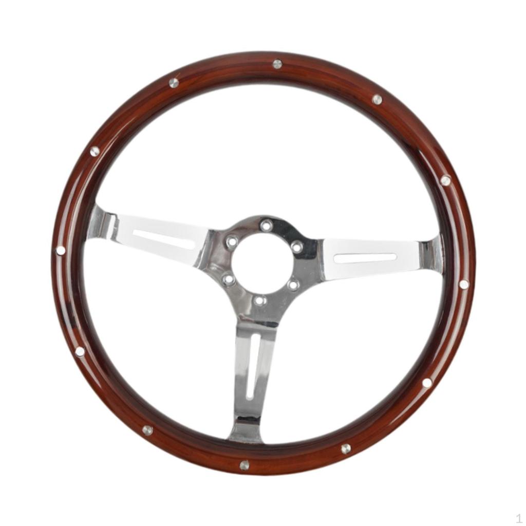 Classic Wood Grain Steering Wheel with Riveted Grip,Accessories,Sturdy,Nostalgia Replacement