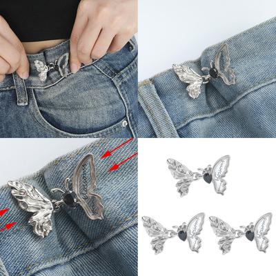 Eleganter Schmetterlings-Taillenstraffer-Knopf für Damen Rock Hose Jeans Taillenstraffer Clip Metallstift Kleidung Befestigung
