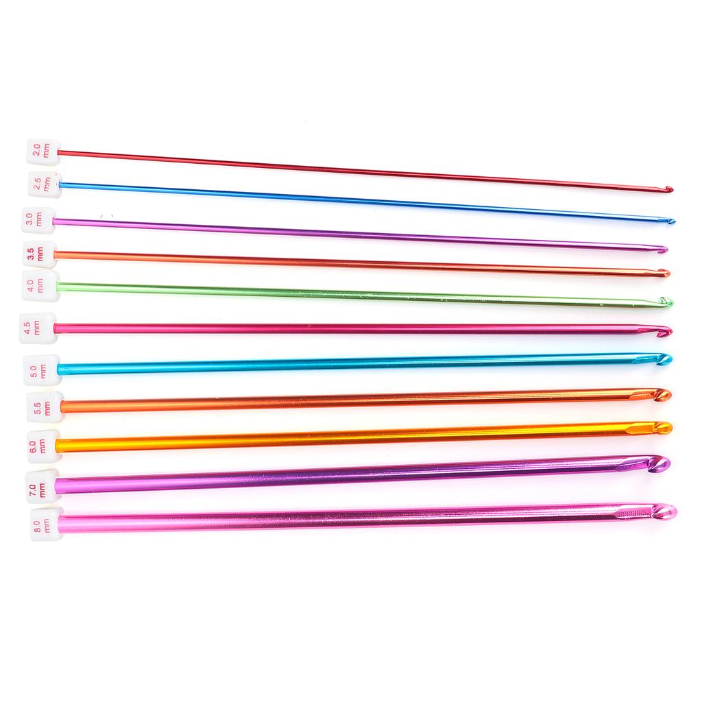 Crochet Hooks Alumina 11 Pcs Multicolor Knitting Needles Craft Yarn 0.08‑0.30in for Knitting