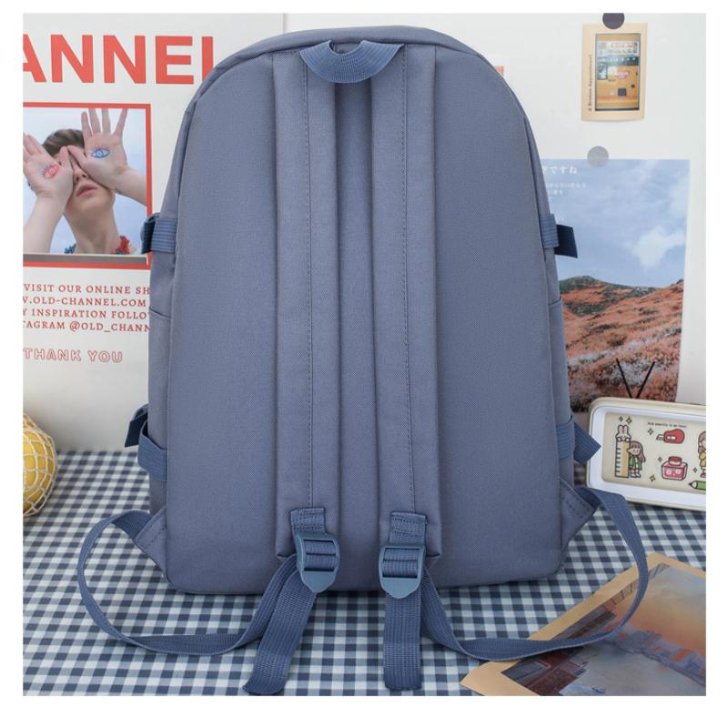 4-teiliger Grundschulrucksack, Sekundarschulrucksack, 4-teiliges Set für Herren und Damen, einfarbig, große Kapazität, wasserdicht, lässig, modisch