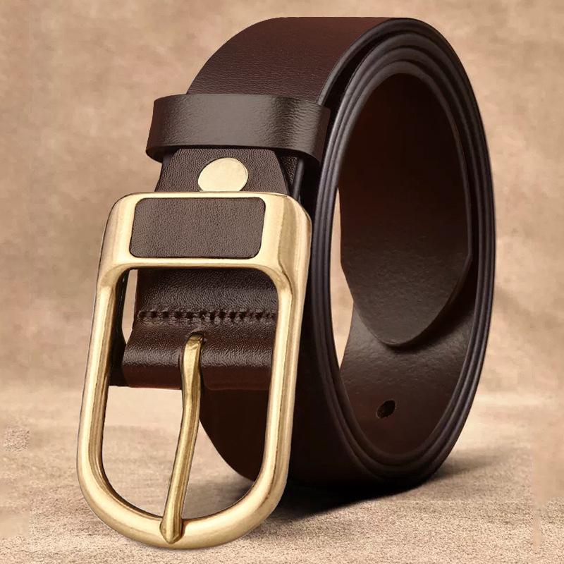 

Men s Retro Genuine Leather Belt - Pin Buckle Cowhide Waist Belt for Business and Casual Wear, Suitable for Middle-Aged and Young Men. 125 cm