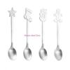 4Pieces Ice Cream Spoons Stirring SpoonS Christmas Themed Stainless Steel Material Coffee Spoons Dessert Spoons 4 Colors HX6C