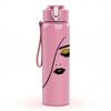 1PC Minimal Woman Face Line Sketch Print 750ml Color Plastic Sports Water Bottle Leakproof Flip Straw Lid Suitable for Sports Office Home Use