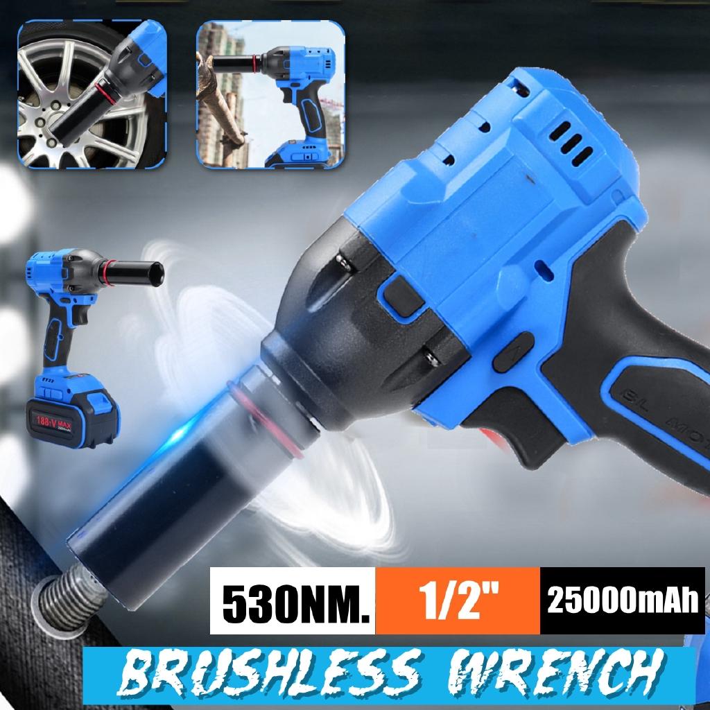 

25000 мАч 530 Нм 1/2 Аккумуляторный ударный гайковерт Электропривод Электрический гайковерт Торцевая головка Ручная дрель Установка Электроинструменты Новые