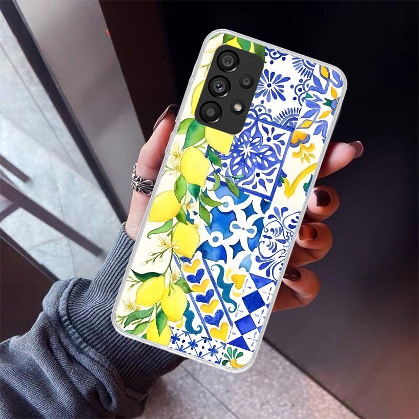 Mediterranean Lemon Phone Case For Samsung Galaxy A12 A52S A42 A32 A22 A51 A50 Note 20 Ultra 10 S10 Plus A71 A70 A31 A30 A10S Ga