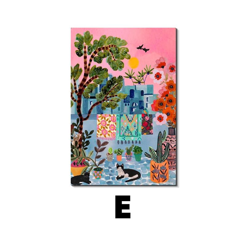 Colorful Travel Mountain City Canvas Painting Abstract Landscape Posters and Prints Wall Art Pictures for Home Living Room Decor