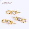 18K Real Gold Plated Zircon-Set Pearl Pendant Mounting For Necklace Making,3mm Cup Peg Drop Pendant Connectors DIY Accessories