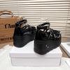 Fashion Original Punk Style Mary janes Round Head Thick Bottom Platform Shoes Female Y2K Rivet Wedges Heel Women Girls Leather Pumps