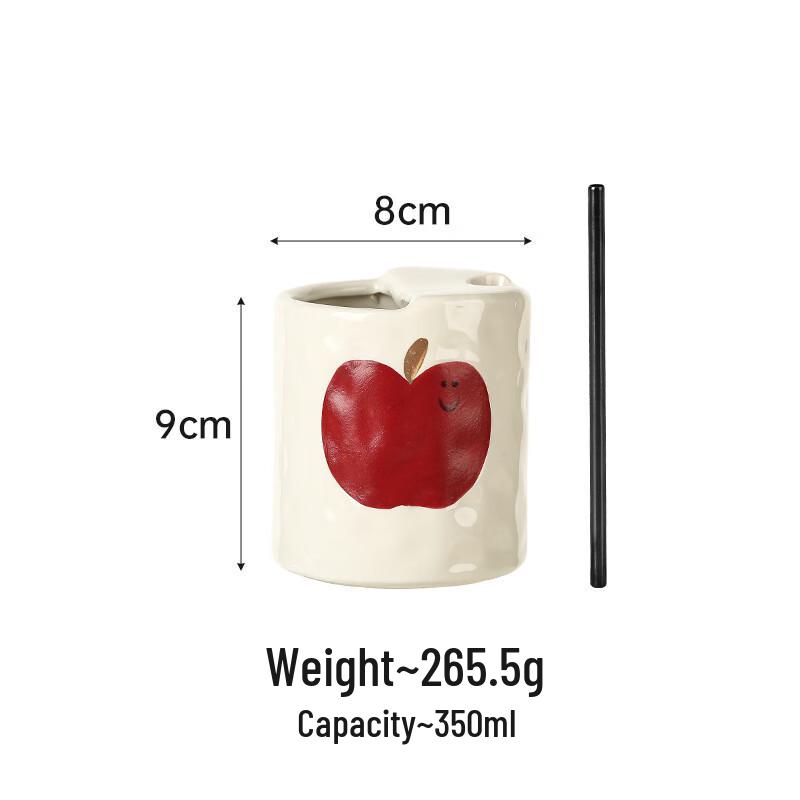 

ZISIZ Creative Apple Ceramic Mug with Straw