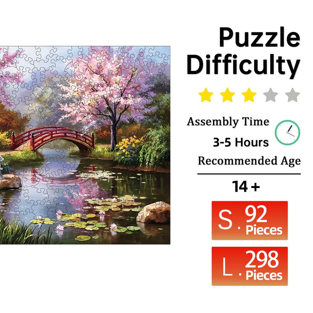 Wooden Puzzle for Adults, Landscape of Cherry Trees Puzzles, Special Holiday Gifts for Friends Family Modern Art Home Decor