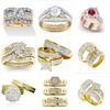 Wind Slightly Inlaid With Diamond Zircon Light Luxury Three-Piece Series Ring Ring
