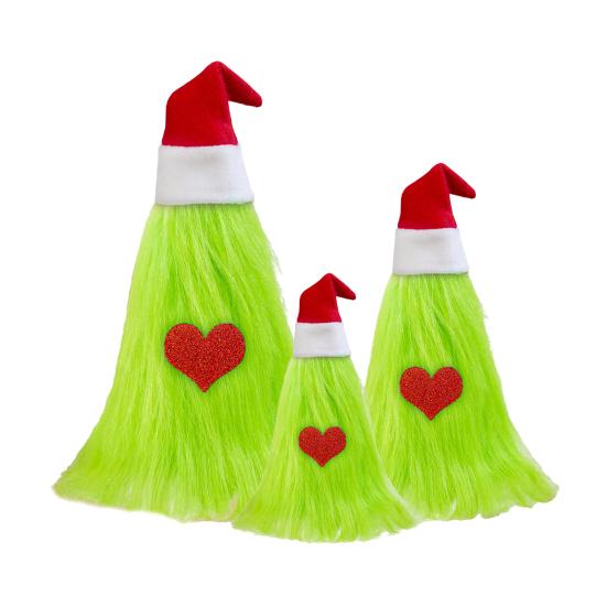 3 Pcs Green Furry Christmas Tree Decoration Fuzzy Elf Xmas Tree Tabletop Decor Soft Faux Fur Table Centerpiece for Living Room Home Kitchen Desk Decor