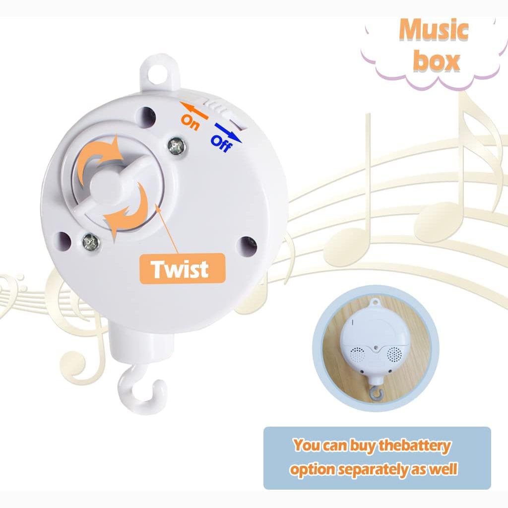 Baby Crib Mobile for Crib with Hanging Rotating Toys, Nursery Mobile with Music Box, Black and White Mobile for Baby Newborns 0-24 Months