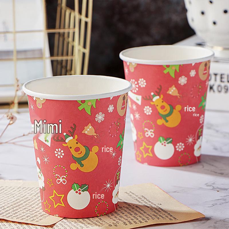 Festive Christmas Disposable Tableware Set: Paper Cups, Plates & Cutlery