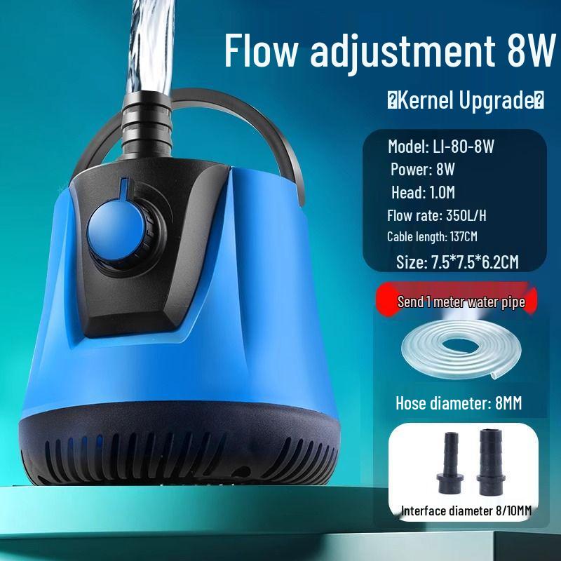Low-Noise Submersible Aquarium Pump with Bottom Suction and Filter