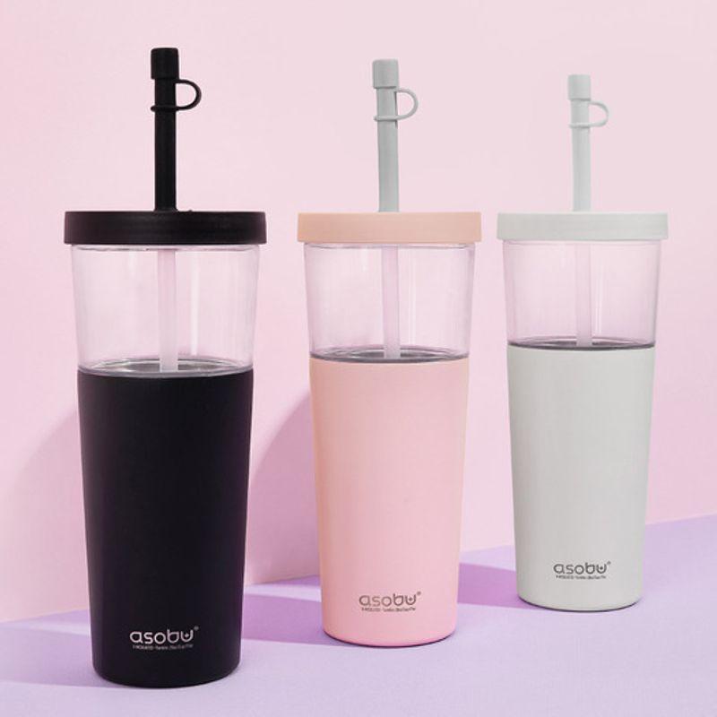 ASOBU Insulated Straw Tumbler & Stainless Steel Cup 2-in-1 Marina 845ml
