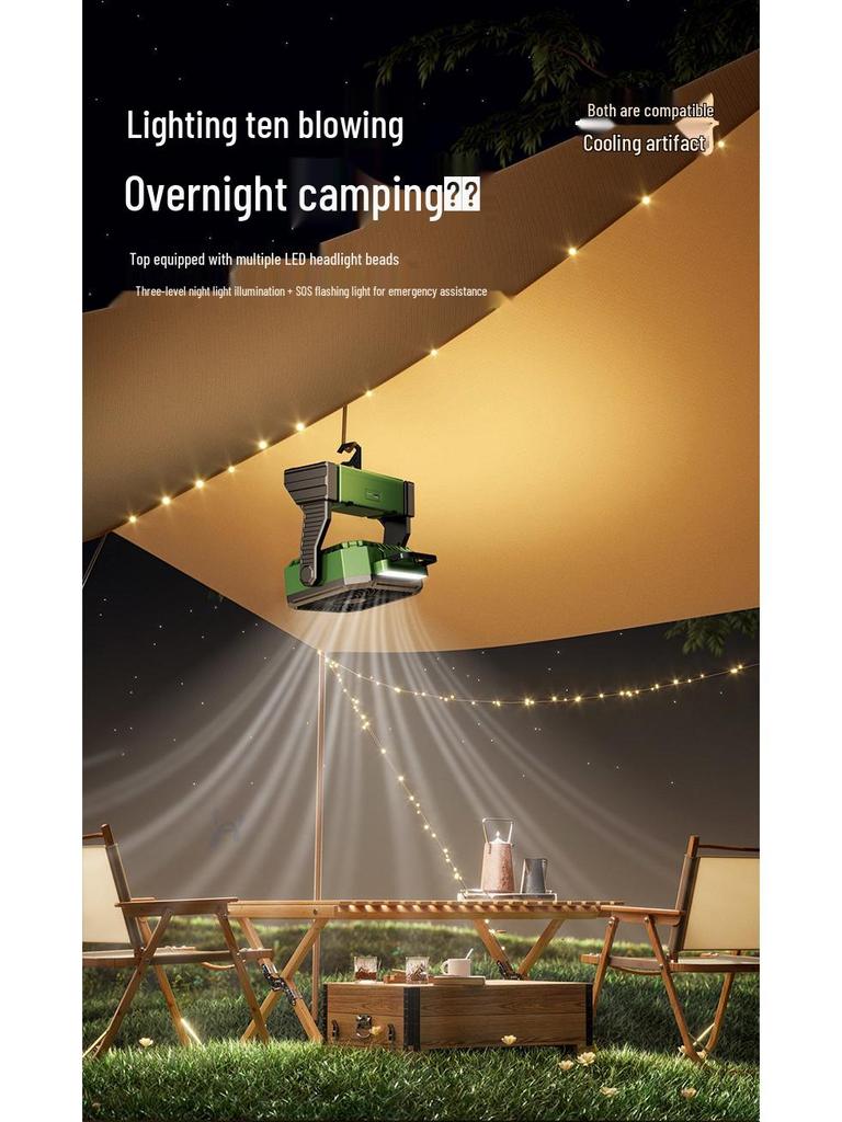 Portable Rechargeable USB Fan with Light for Camping, Outdoor Activities, and Fishing