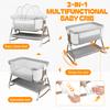 Height Adjustable Bedside Crib 3 In 1 Baby Bassinet Rocking Bassinet with Soft Mattress Wheels Bassinets 6 Adjustable Easy Folding Portable