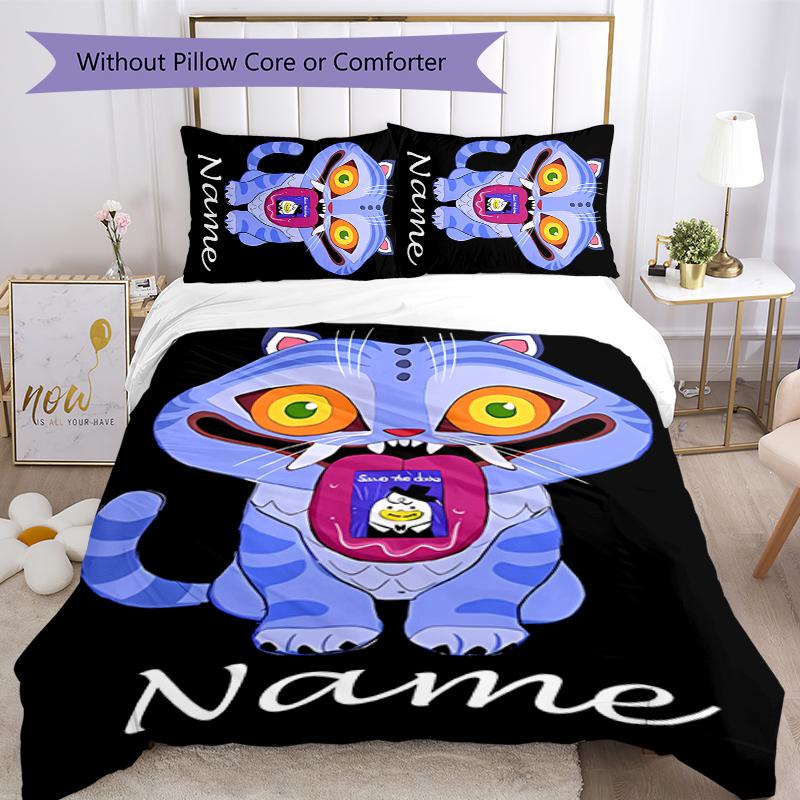 Juego de Ropa de Cama con Nombre Personalizado de Dibujos Animados Kpop Cazadores de Demonios 3 Piezas Cierre de Funda Nórdica Incluye 1 Funda Nórdica y 2 Fundas de Almohada para Todas las Estaciones Decoración de Dormitorio