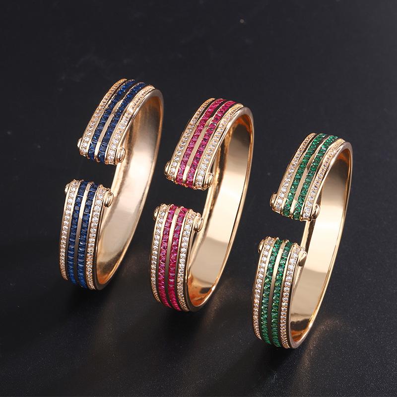 Jewelry Colored Treasure Retro Bracelet Women Inlaid Imitation Colored Treasure Luxury Inlaid Bracelet Women