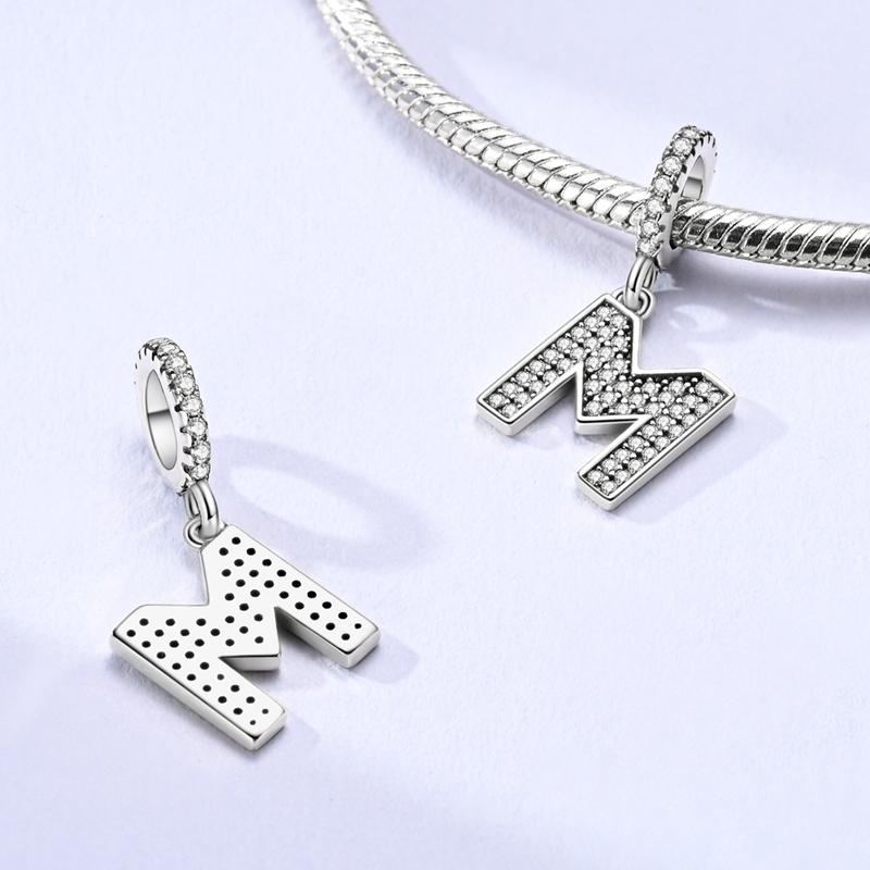 Copper Plated 26 Letters Alphabet Beads Pendant Fit Original Bangle Bracelets Charms Diy Jewelry Woman Gift