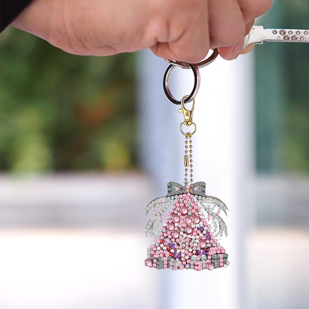 

6PCS 2D Flat Christmas Tree DIY Diamond Painting Keychain Diamond Art Keyrings United States